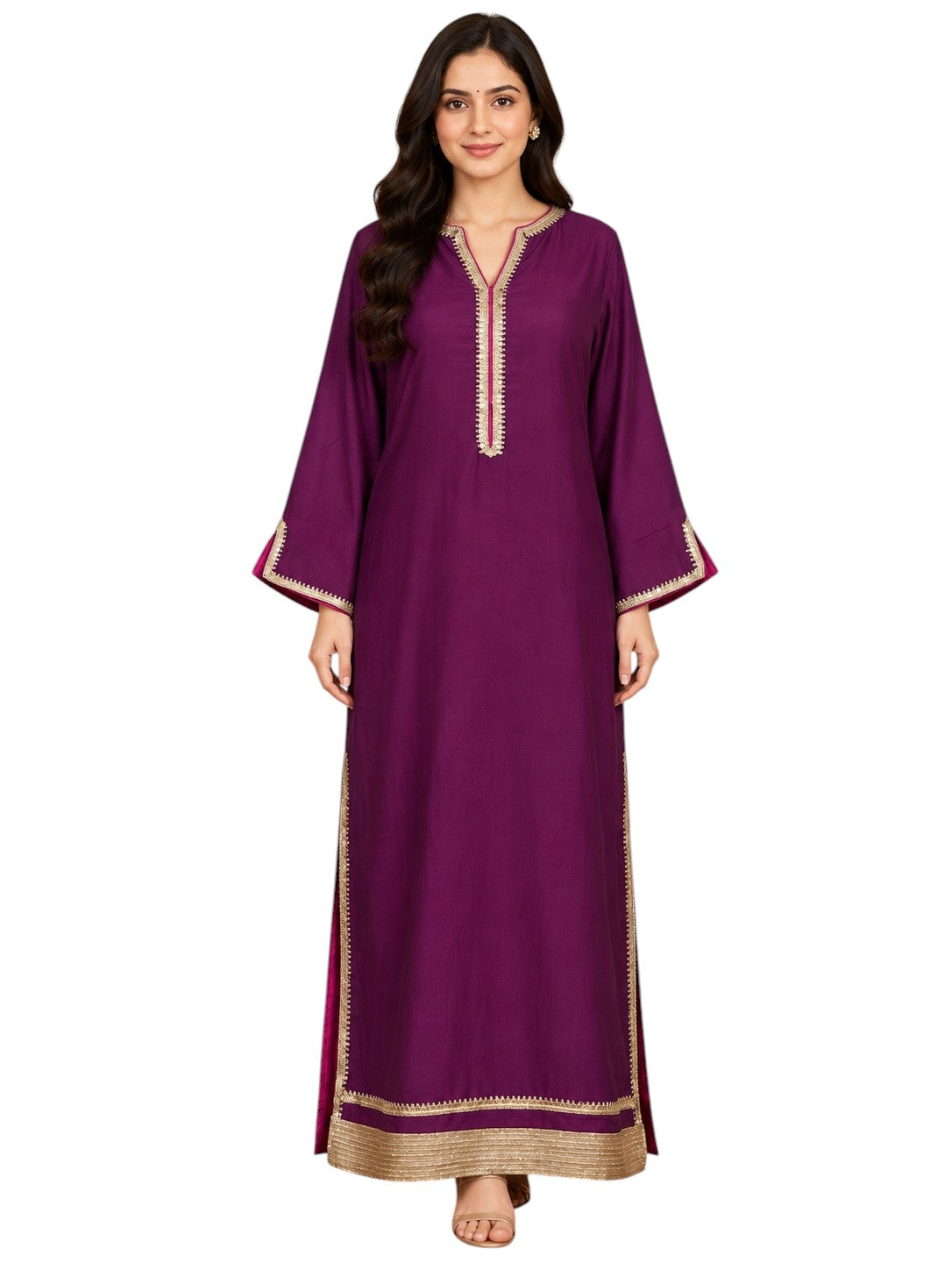 Ahalyaa Purple Solid Ankle Length Kurta