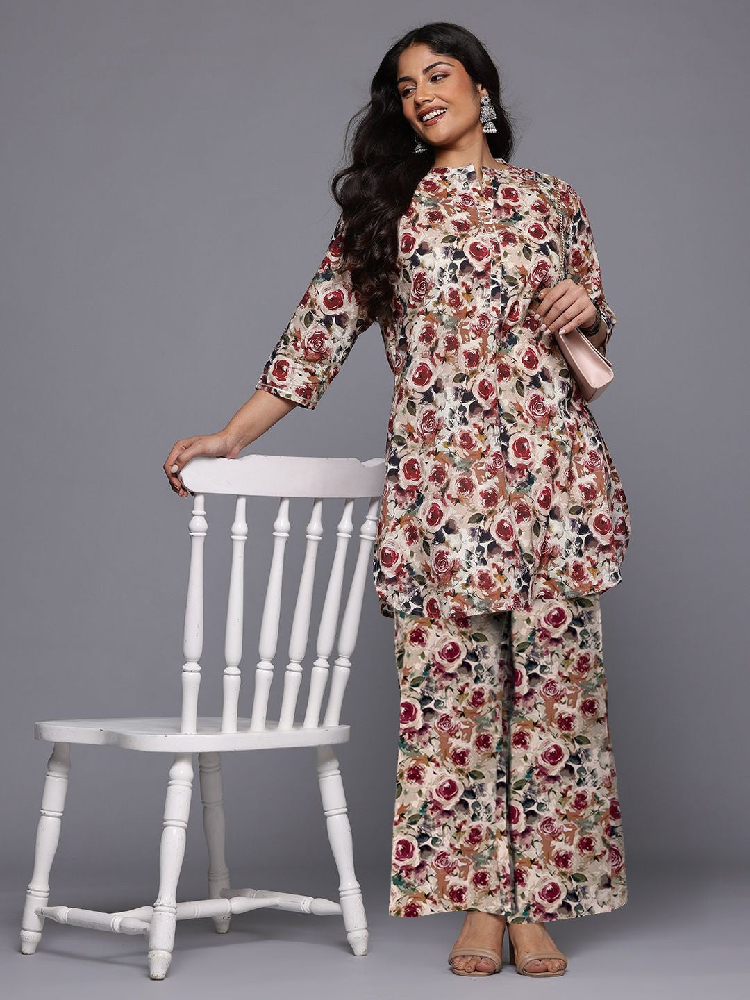 Printed Pure Cotton Tunic & Palazzos Co-Ord Set