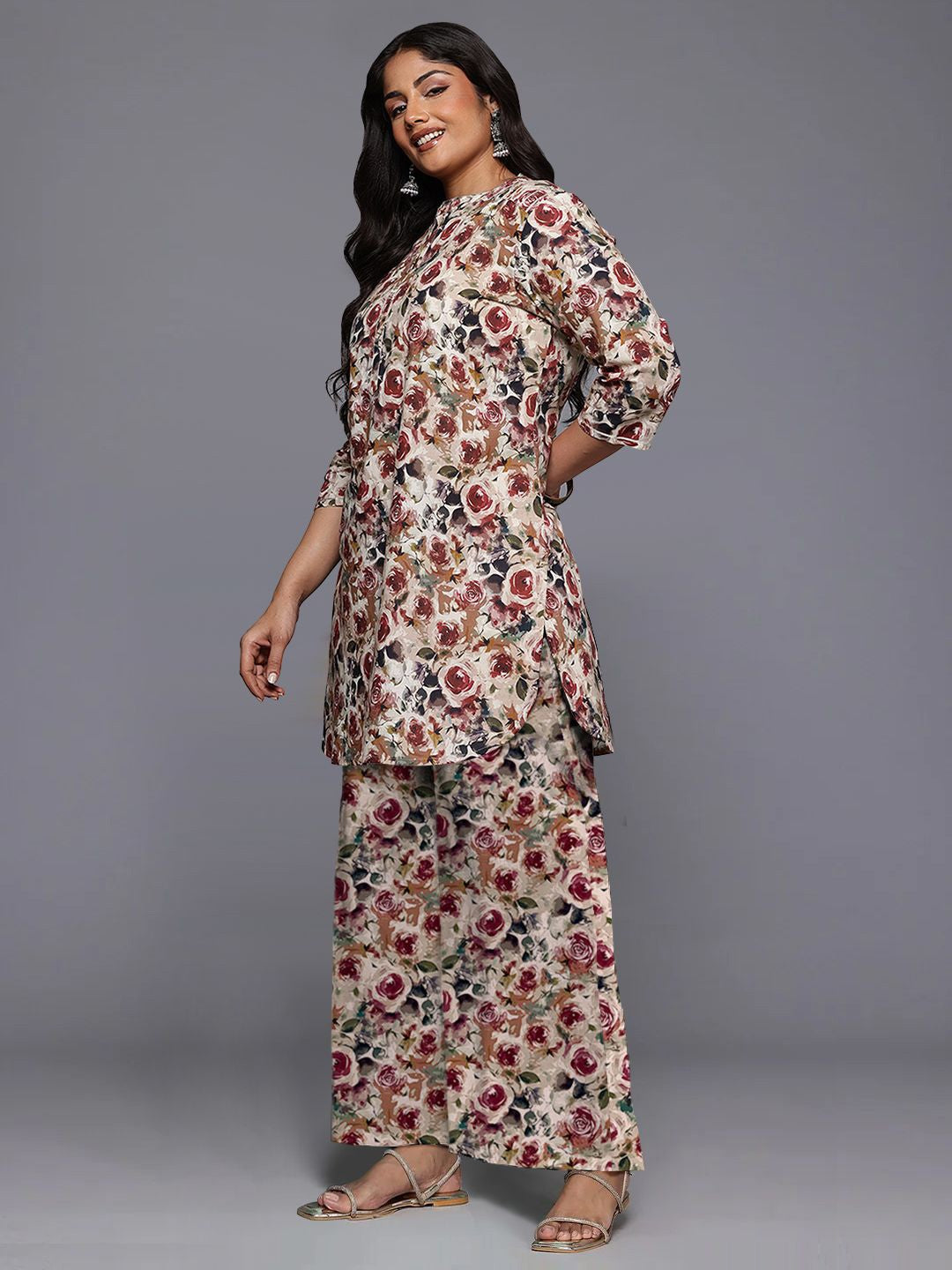 Printed Pure Cotton Tunic & Palazzos Co-Ord Set