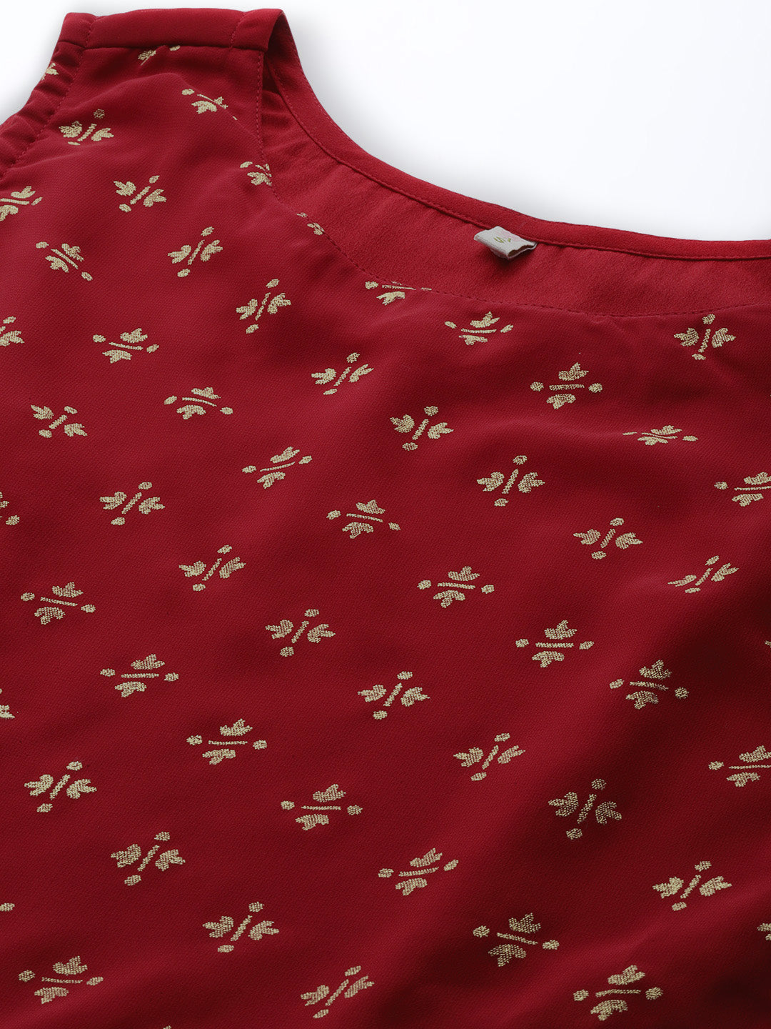 Red & Golden Printed Embellished Tunic