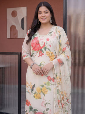 Women Floral Printed Regular Kurta with Palazzos & With Dupatta