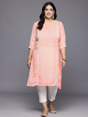 A PLUS BY AHALYAA Plus Size Printed Muslin Kurta - Off White