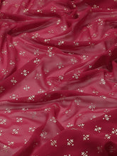 Georgette Maroon Gold Foil Printed Fabric