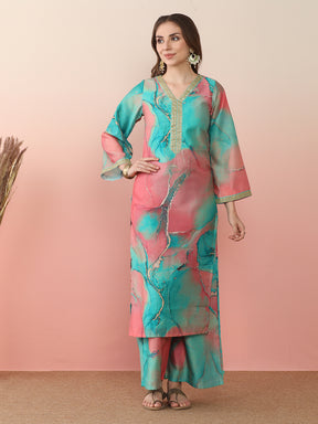 Abstract Printed Pakistani Kurta With Palazzo