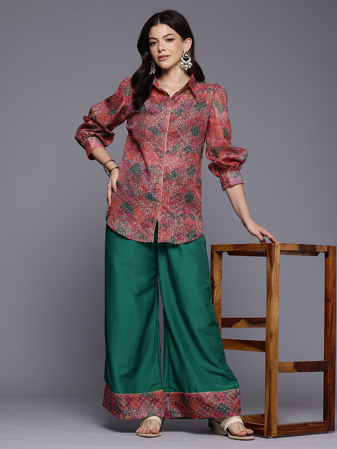 Printed Shirt with Palazzos