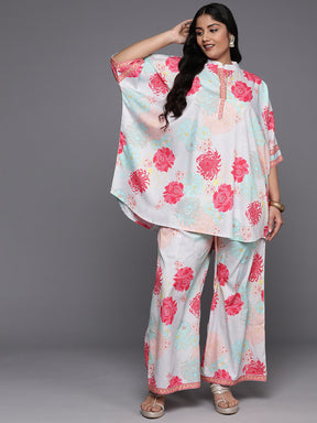 Multicoloured Plus Size Printed Ethnic Co-Ords