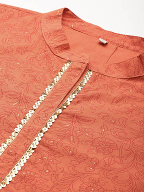 Mandarin Collar Printed Pure Cotton Tunic