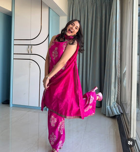 Green Floral Printed Gotta Patti Kurta with Palazzos