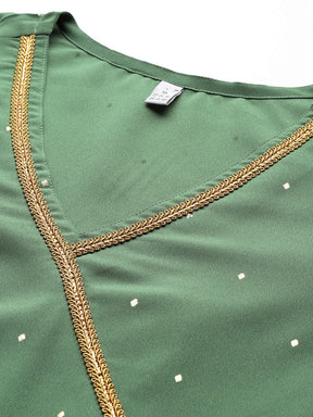 Ahalyaa Printed Angrakha Gotta Patti Kurta with Trousers & With Dupatta