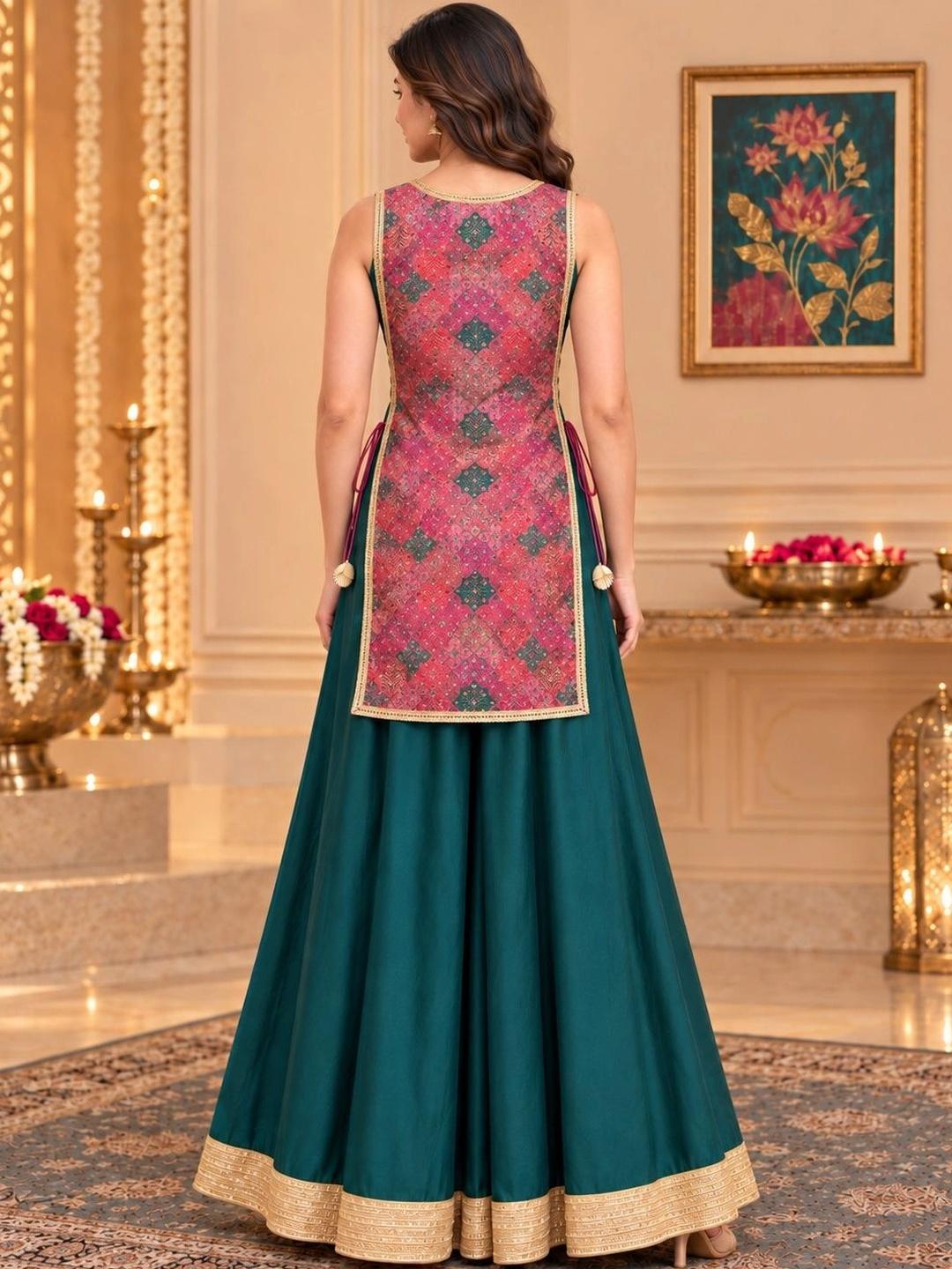 Ahalyaa Romantic Florals Printed Top with Palazzos - Pink