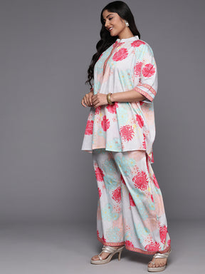 Multicoloured Plus Size Printed Ethnic Co-Ords