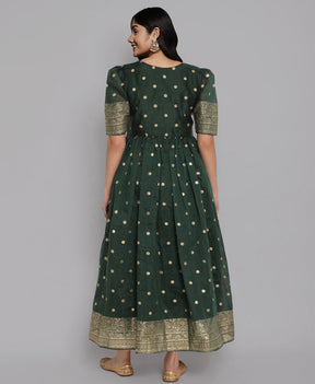 A PLUS BY AHALYAA Chanderi Greem Ethnicress