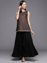 Black Printed Pure Cotton Top with Palazzos