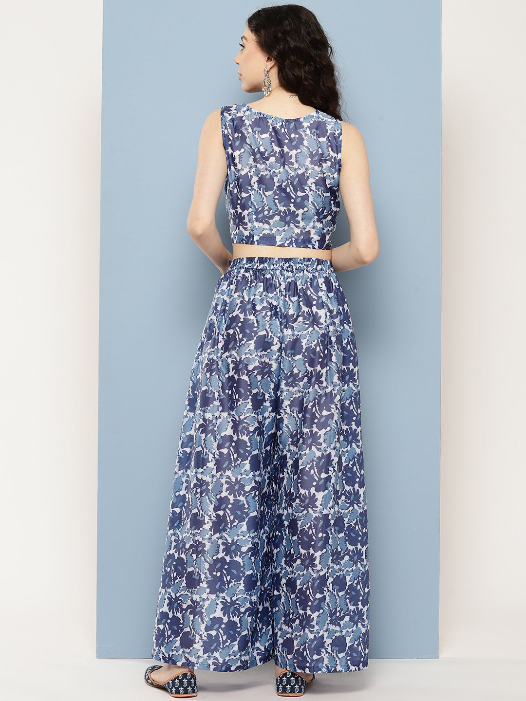 Navy Blue Printed Ethnic Co-Ords