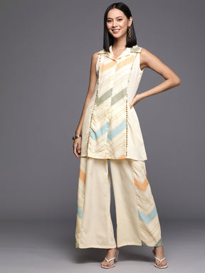 Off White Printed Tunic with Palazzos