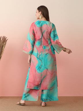 Abstract Printed Pakistani Kurta With Palazzo