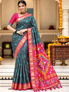 Teal Pochampally Saree