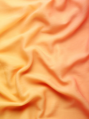 Peach & Yellow Ombre Dyed Poly Chiffon Saree