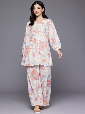 Printed V-Neck Tunic with Palazzos