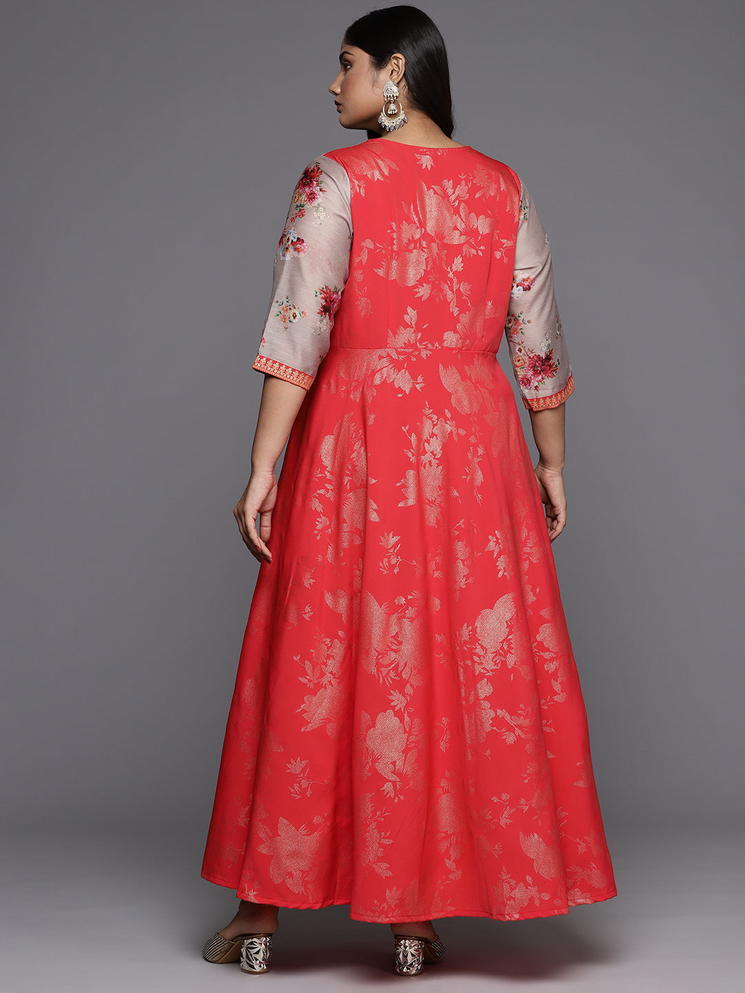 A PLUS BY AHALYAA Floral Printed A-Line Maxi Dress