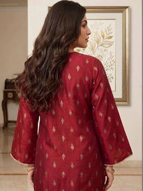 Ahalyaa Gotta Patti Grandeur & Majestic Artwork Kurta - Maroon