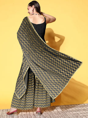 Women Printed Regular Gotta Patti Kurta with Sharara & With Dupatta