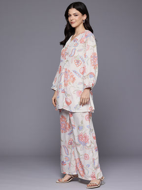 Printed V-Neck Tunic with Palazzos