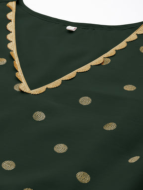 A PLUS BY AHALYAA Chanderi Greem Ethnicress