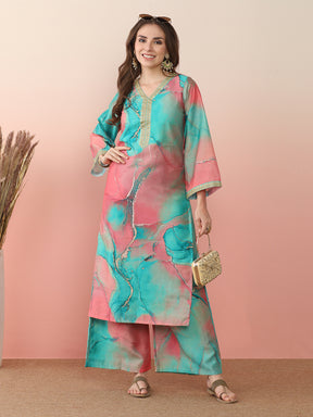 Abstract Printed Pakistani Kurta With Palazzo