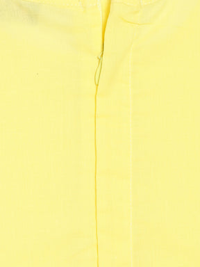 Yellow Floral Printed Gotta Patti Pure Cotton Girls Kurta with Palazzos