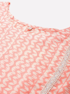 A PLUS BY AHALYAA Plus Size Printed Muslin Kurta - Off White