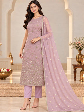 Ahalyaa Women Ethnic Motifs Regular Mirror Work Kurta with Trousers & With Dupatta