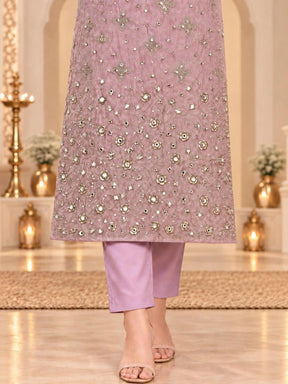 Ahalyaa Women Ethnic Motifs Regular Mirror Work Kurta with Trousers & With Dupatta