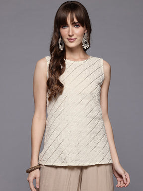 Ahalyaa Boat Neck Embroidered Pure Cotton Tunic