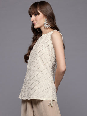 Ahalyaa Boat Neck Embroidered Pure Cotton Tunic