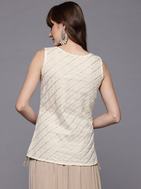 Ahalyaa Boat Neck Embroidered Pure Cotton Tunic