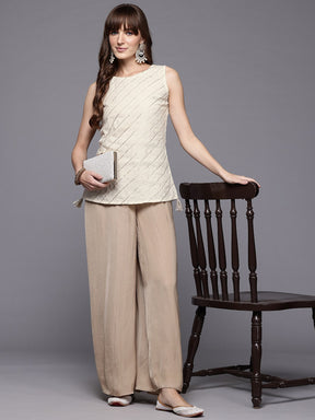 Ahalyaa Boat Neck Embroidered Pure Cotton Tunic