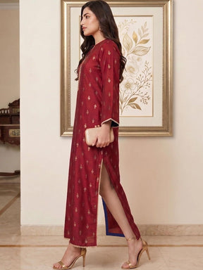 Ahalyaa Gotta Patti Grandeur & Majestic Artwork Kurta - Maroon
