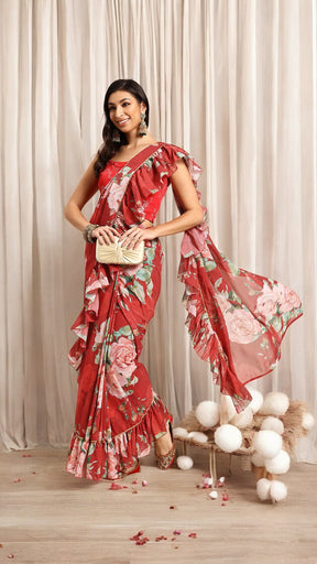 Floral Gotta Patti Ready to Wear Saree