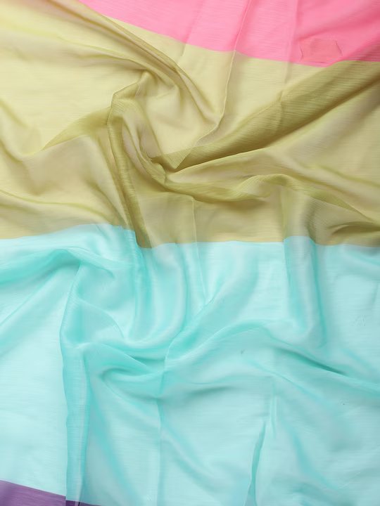 Ahalyaa Colourblocked Poly Chiffon Fabric