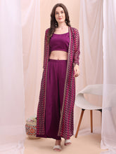 Printed Round-Neck Top Jacket & Palazzo Co-Ords