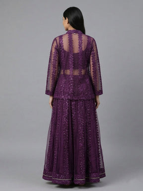 Embellished Top with Skirt & Jacket