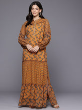 Floral Print Puff Sleeve A-Line Maxi Dress