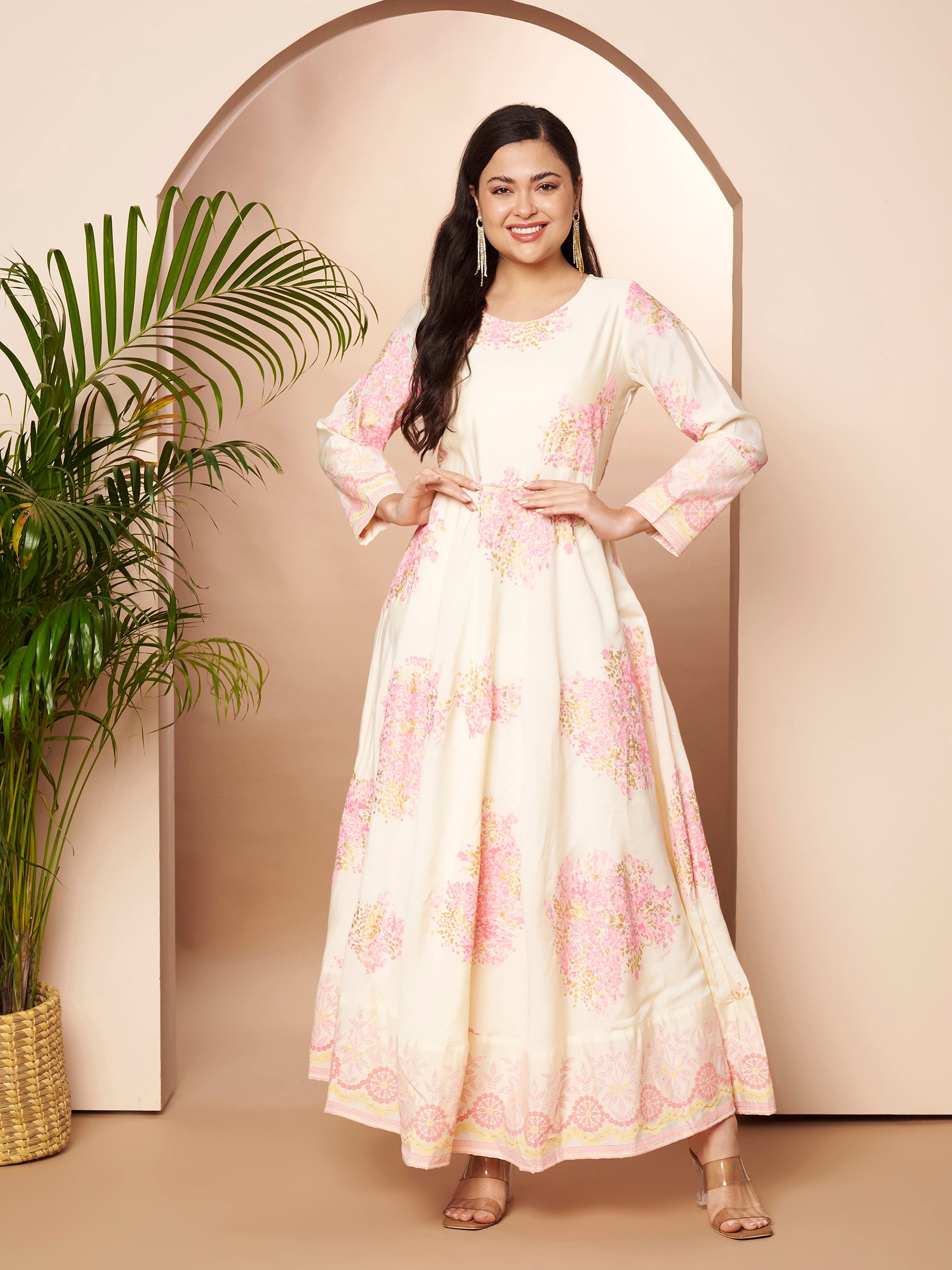 fit and flare ethnic dress Plus Size Printed Fit & Flare Maxi Ethnic Dress
