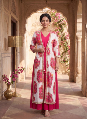 Printed V-Neck A-Line Ethnic Dresses