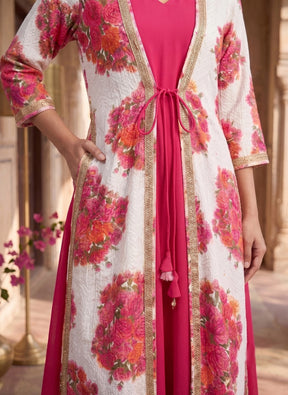 Printed V-Neck A-Line Ethnic Dresses