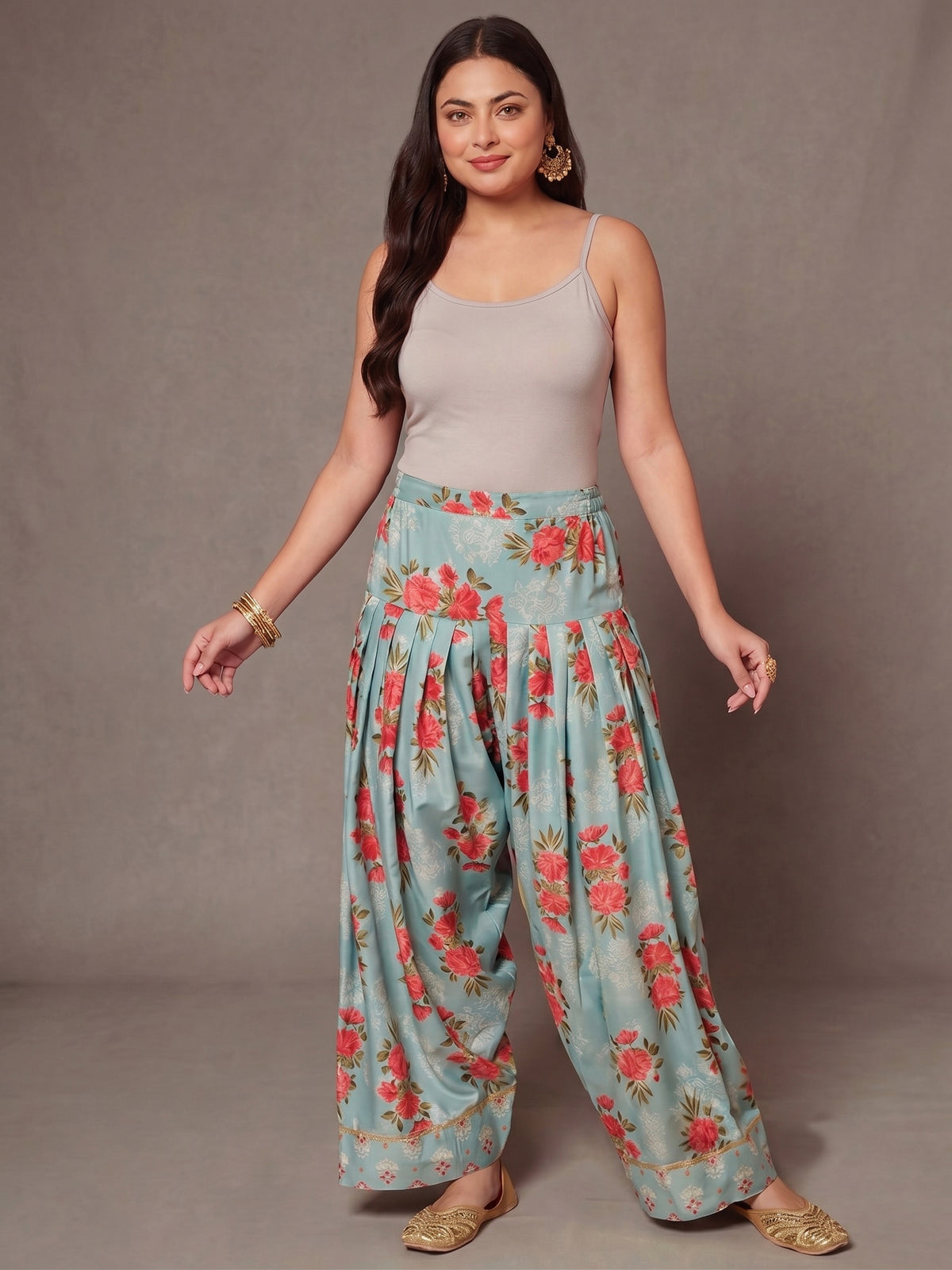 Women Printed Loose Fit Silk Salwar