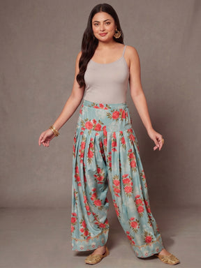 Women Printed Loose Fit Silk Salwar