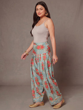 Women Printed Loose Fit Silk Salwar