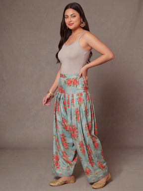Women Printed Loose Fit Silk Salwar
